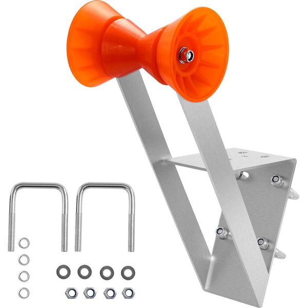 Succebuy Sedile Per Rimorchio Barca Con Rullo, Palo Per Verricello Da 50,8-76,2 Mm, Supporto Per Verricello Con Rullo In Tpu Arancione E Bullone A U, Adatto Per Jet Ski, Barca A Vela, Barca Da Pesca, Motoscafo (Zincato), Argento-image