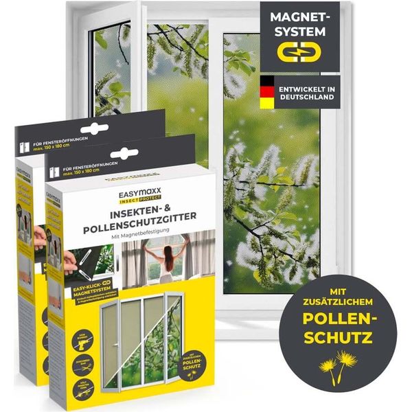 Set Di 2 Zanzariere Magnetiche Easymaxx Insect Protect E Polline - Fino A 150 X 180-image