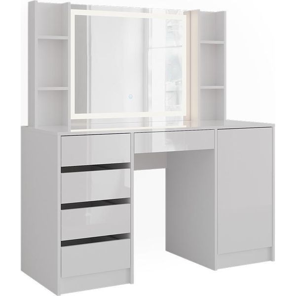 Vicco Tavolo Da Toeletta Sherry, 128.2 Cm 7 Parti, Bianco/Bianco Lucido-image