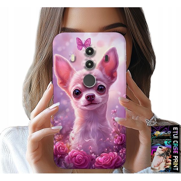 Custodia Per Huawei Mate 10 Pro - Simpatico Chihuahua Su Sfondo Rosa Con Fiori-image
