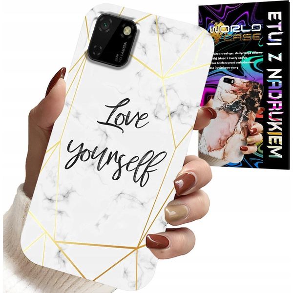 Custodia Per Huawei Y5P - Marmo Bianco Con Cornici Dorate Love You-image