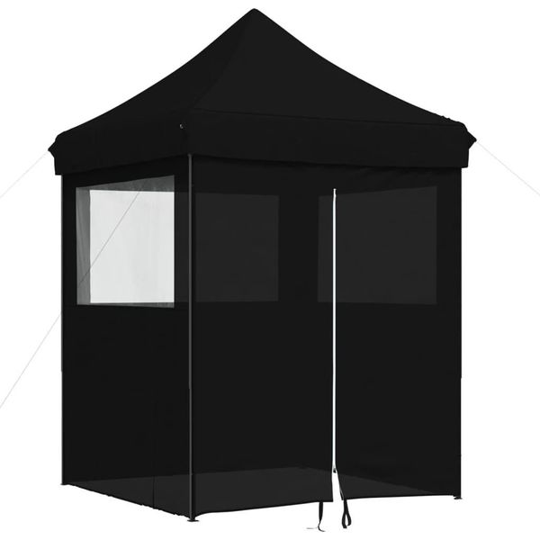 Vidaxl Tenda Pop-Up Pieghevole Per Feste Con 4 Pannelli Laterali Nero-image