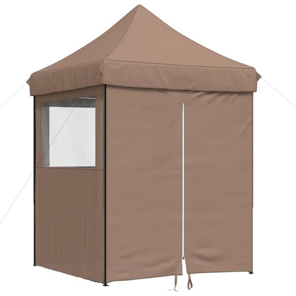 Vidaxl Tenda Pop-Up Pieghevole Per Feste Con 4 Pannelli Laterali Marrone-image
