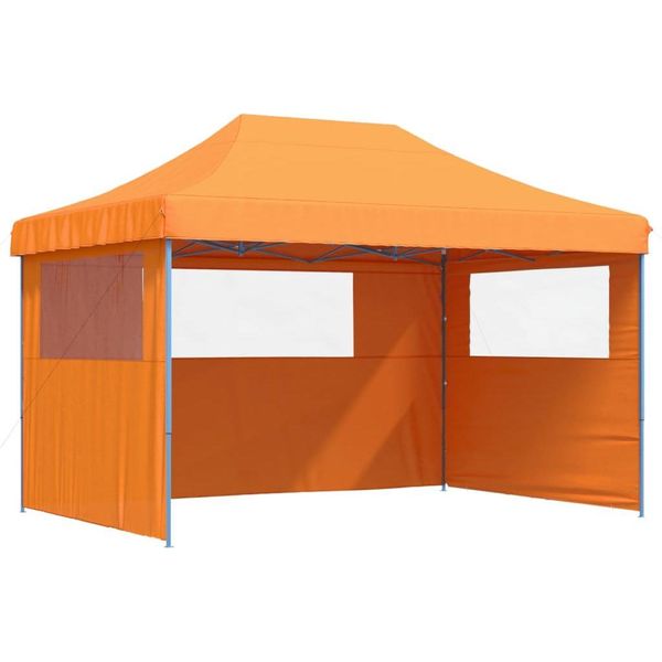 Vidaxl Tenda Pop-Up Pieghevole Per Feste Con 3 Pannelli Laterali Arancione-image