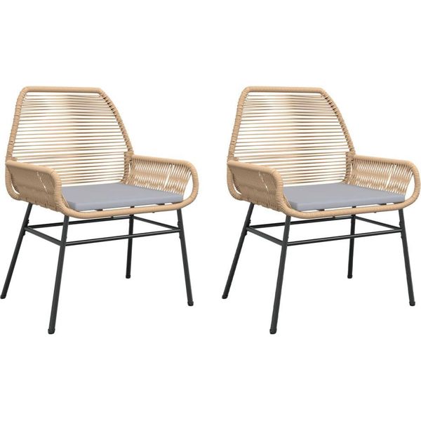 Vidaxl Sedie Da Giardino 2 Pezzi Con Cuscino Marrone Poly Rattan-image