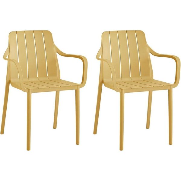 Set Di 2 Sedie Da Giardino Vortivo Gialle - Impilabili, Resistenti Alle Intemperie, Ai Raggi Uv E Fino A 200 Kg. Per Balcone, Terrazza, Giardino E Sala Da Pranzo.-image