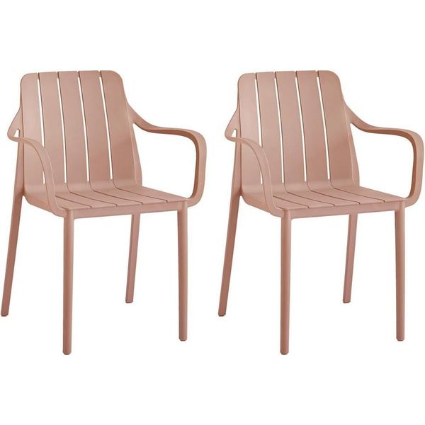 Set Di 2 Sedie Da Giardino Vortivo Rosa - Impilabili, Resistenti Alle Intemperie, Ai Raggi Uv E Fino A 200 Kg. Per Balcone, Terrazza, Giardino E Sala Da Pranzo.-image