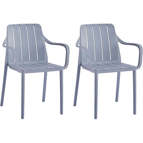 Set Di 2 Sedie Da Giardino Vortivo Grigio - Impilabili, Resistenti Alle Intemperie, Ai Raggi Uv E Fino A 200 Kg. Per Balcone, Terrazza, Giardino E Sala Da Pranzo.-image