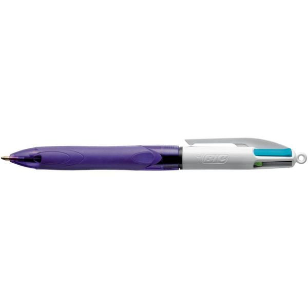 12X Bic® 8957261 Biro A Quattro Colori 4 Colours Grip Fashion - Indelebile, 0,4 Mm, Viola/Bianco-image