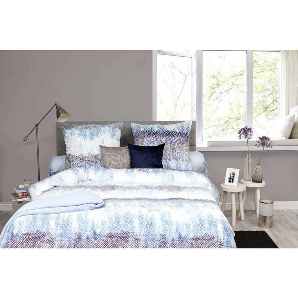 Hnl Living Fedde Maco Satin Biancheria Da Letto Blu 155X220 + 80X80-image