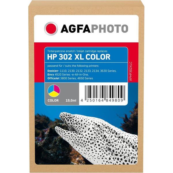 Agfaphoto Farbe (Cyan, Magenta, Gelb) - Kompatibel - Wiederaufbereitet - Tintenpatrone (Alternative Zu: Hp 302XL, Hp F6U67AE)-image