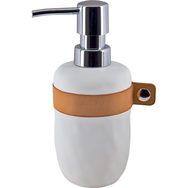 Distributore Di Sapone Spirella "Lio"" | Con Pompa In Acciaio Inox | Distributore Di Sapone Liquido | In Poliresina | 300Ml | Resistente E Robusto | Bianco"-image