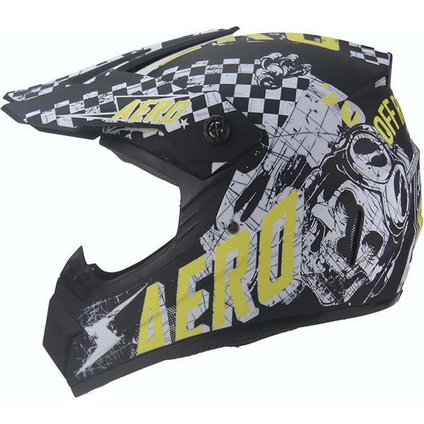 Casco Cross Casco Per Bambini Moto Motocross Scheletro Nero Giallo Opaco Taglia L-image