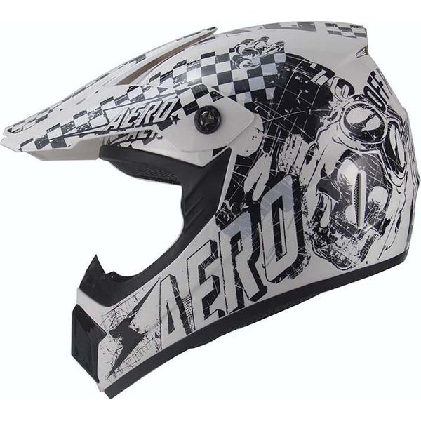 Casco Da Cross Casco Per Bambini Casco Da Moto Motocross Scheletro Bianco Nero Taglia L-image