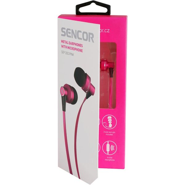 Sencor Sep 300 Mic Pink Cuffie Intrauricolari In Metallo Con Microfono, Lunghezza Cavo 1,2 M, Jack 3,5 Mm-image
