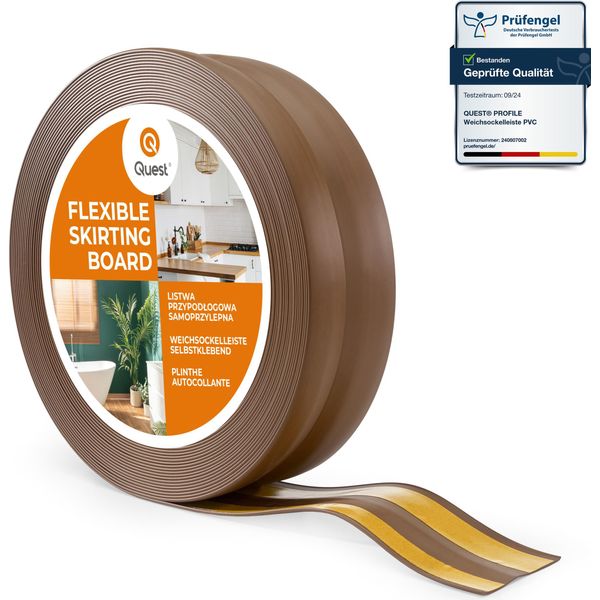 Quest Battiscopa In Pvc Autoadesivo 32X23Mm, 5M, Battiscopa Morbido, Flessibile, Bronzo-image