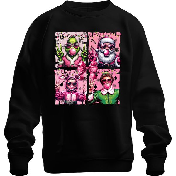 Holly Jolly Christmas Movies Pink Christmas Movie - Natale Xmas Maglione Di Natale Unisex, Nero, 3XL-image