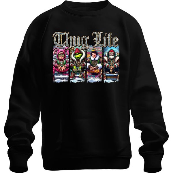 Thug Life Buddy The Elf Grinch - Maglia Natalizia Unisex, Nero, Xl-image