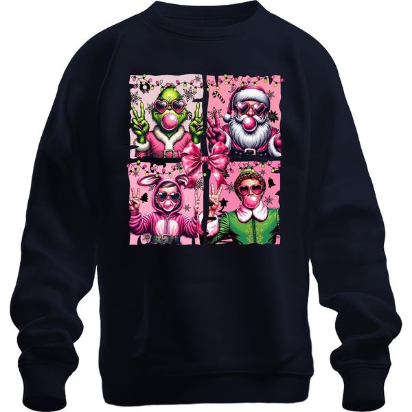 Holly Jolly Christmas Movies Pink Christmas Movie - Christmas Xmas Maglia Natalizia Unisex, Navy, L-image
