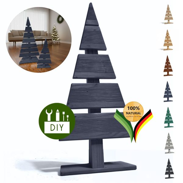 Be4Nature Albero Di Natale In Legno Altezza 60 Cm Piede Larghezza 27 Cm Albero Di Natale Alternativo Decorazione Natalizia Abeti In Legno Piccoli Dyi Antracite-image