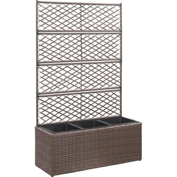 Aiuola Da Giardino Tidyard Con Recinzione, 3 Vasi, Fioriera, Fioriera, Fioriera, Fioriera, Fioriera, Orto, Traliccio Per Giardino, Patio,-image
