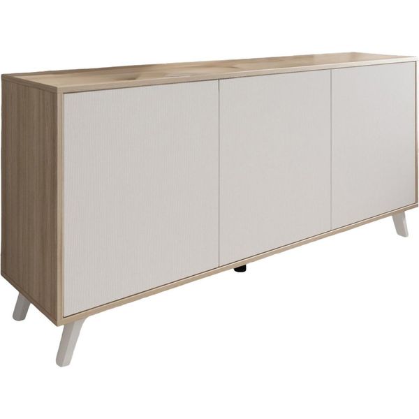 Dmora Credenza Annina 39.6X153.9X72H Cm Bianco Effetto Larice, Apertura Push Pull 3 Ante-image