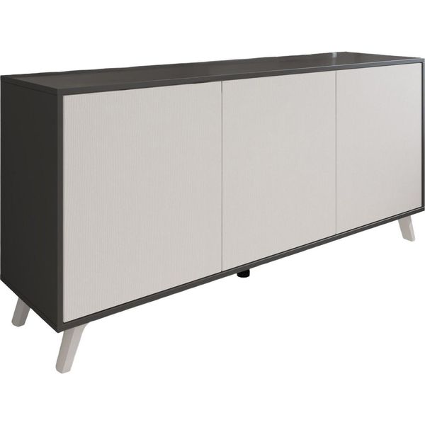 Dmora Credenza Annina 39.6X153.9X72H Cm Nero Antracite, Apertura Battente 3 Ante-image