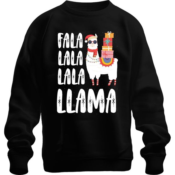 Fala Lala Lala Llama - Regalo Di Natale Maglione Di Natale Unisex, Nero, 3XL-image