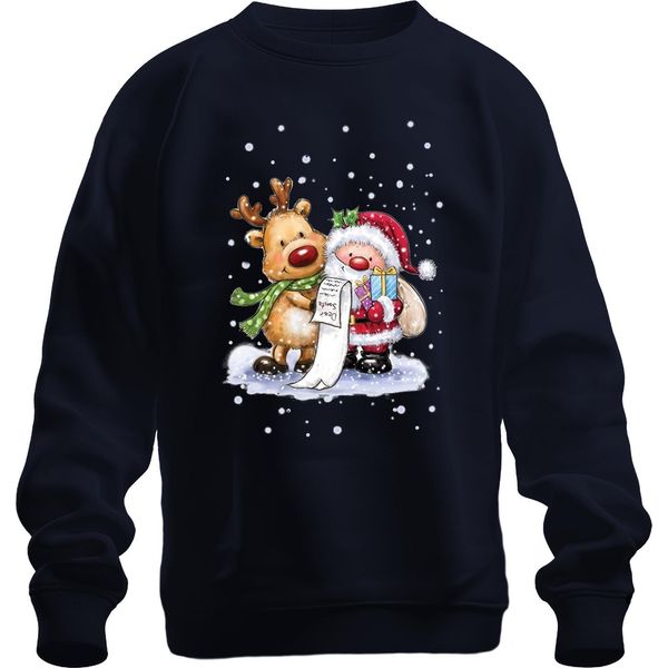 Babbo Natale Klaus Rudolf Renna Neve - Regalo Di Natale Maglione Di Natale Unisex, Navy, 3XL-image