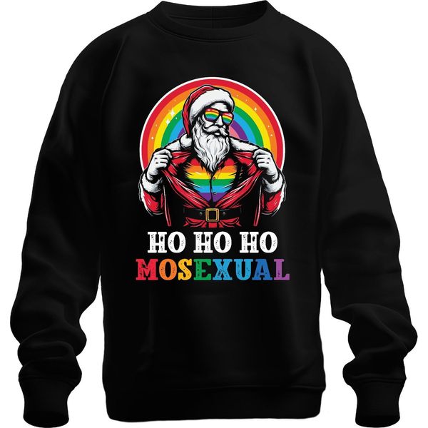 Ho Ho Ho Hosexual Lgbtq Santa - Regalo Di Natale Maglione Di Natale Unisex, Nero, L-image
