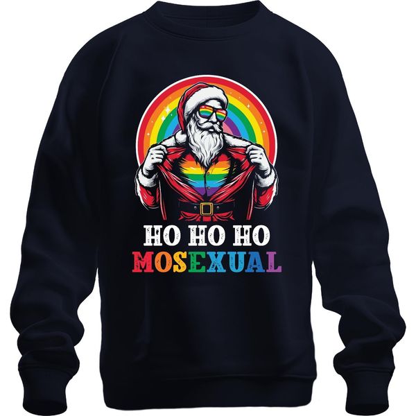 Ho Ho Ho Hosexual Lgbtq Santa - Regalo Di Natale Maglione Di Natale Unisex, Navy, M-image