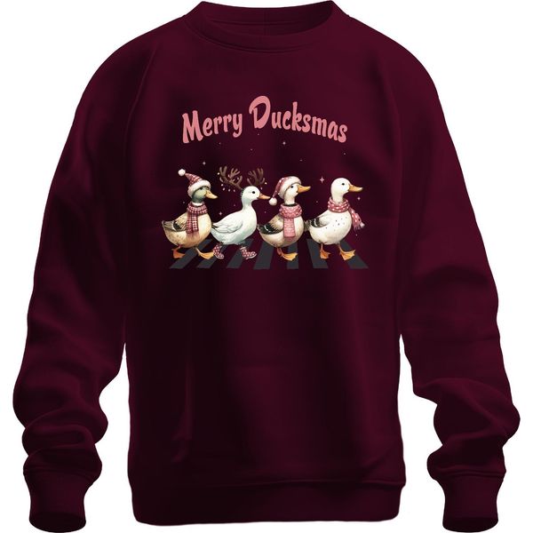 Merry Ducksmas Ducks Lovers Ducks - Maglia Natalizia Unisex, Borgogna, L-image