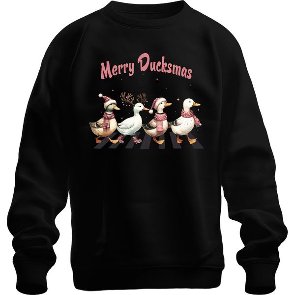 Merry Ducksmas Ducks Lovers - Maglione Natalizio Unisex, Nero, Xxl-image