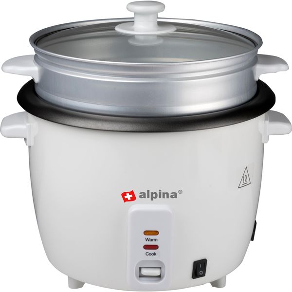 Cuociriso Alpina - 1,8 Litri - 700 Watt - Vaporiera Per Verdure - Funzione Keep Warm - Bianco-image