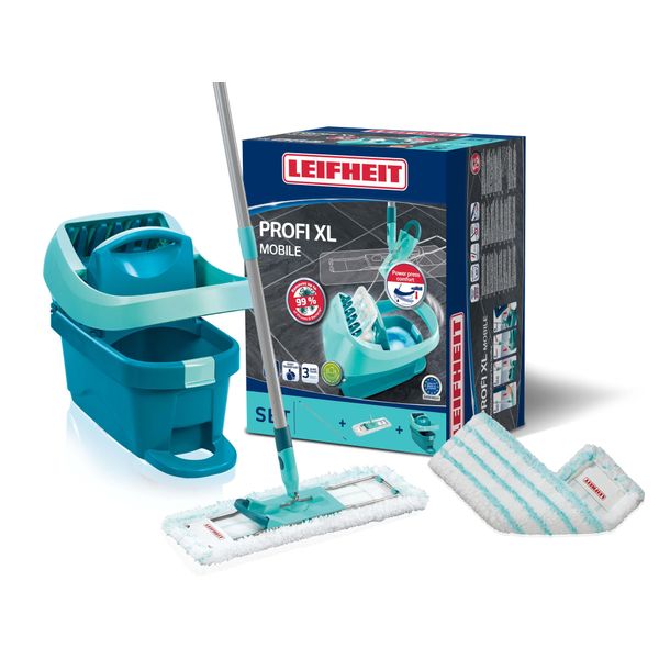 Leifheit Profi Xl Set Pressa Per Panni 55096 Con Tergicristallo E Rotelle Incl. Copertura Di Ricambio Profi Micro Duo In Microfibra 55099-image