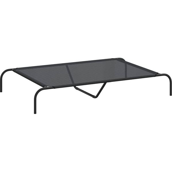 Vidaxl Cuccia Per Cani Rialzata Nera 130X80X20 Cm In Textilene E Acciaio-image