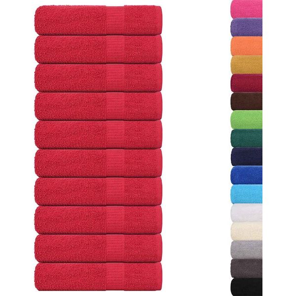 Vidaxl Asciugamani Da Doccia 10 Pz. Rosso 70X140 Cm 360 G/M² 100% Cotone-image