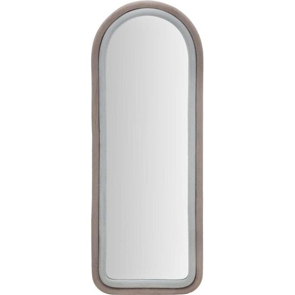 Specchio Da Parete Con Cornice In Tessuto Curvato 160X60X4 Cm Cloe - Grigio-image
