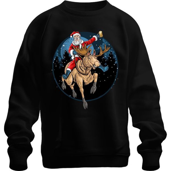 Babbo Natale Birra Renna - Regalo Di Natale Maglione Di Natale Unisex, Nero, S-image