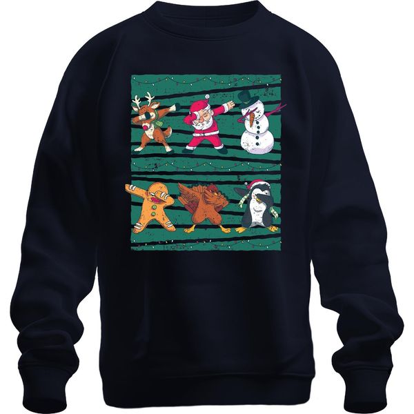 Renna Dabbing Babbo Natale Pupazzo Di Neve - Regalo Di Natale Maglione Di Natale Unisex, Navy, Xxl-image