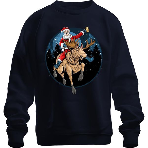 Babbo Natale Birra Renna - Regalo Di Natale Maglione Di Natale Unisex, Navy, Xl-image