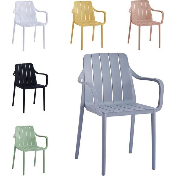 Sedia Da Giardino Vortivo 1 Pezzo Grigio - Impilabile, Resistente Alle Intemperie, Ai Raggi Uv E Fino A 200 Kg. Per Balcone, Terrazza, Giardino E Sala Da Pranzo.-image