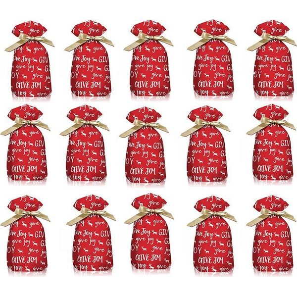 Inf Sacchetti Di Natale Rossi - Sacchetti Regalo Condivisione Gioia 12X17Cm (50 Pezzi) Con Coulisse-image