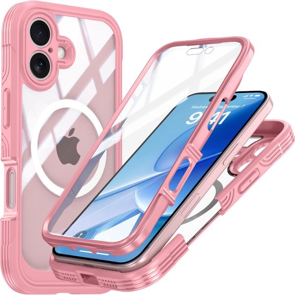 Inf Custodia Rosa 9H In Vetro Temperato Antiurto Per Iphone 17 Con Ricarica Wireless Magnetica-image