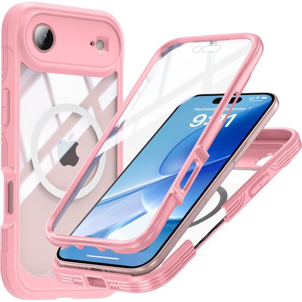 Inf Custodia Rosa 9H In Vetro Temperato Antiurto Per Iphone 17 Air Con Ricarica Magnetica Wireless-image
