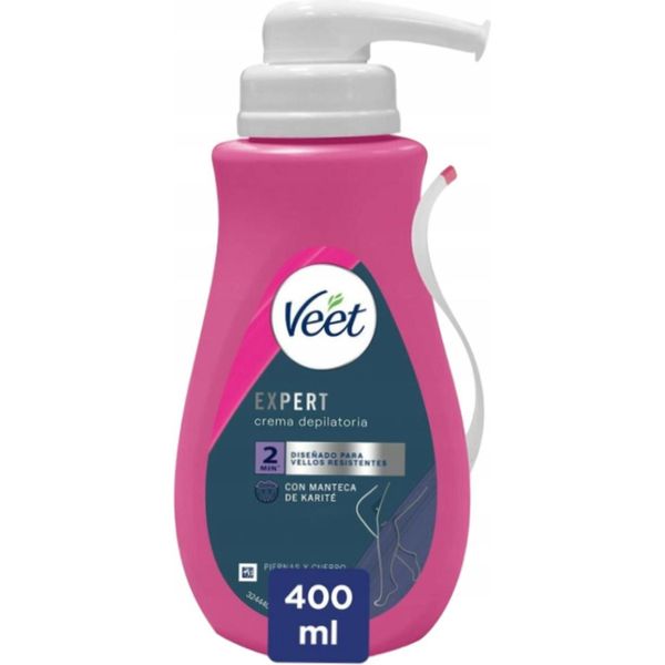 Veet Expert Crema Depilazione Corpo 400 Ml - Con Olio Di Semi D'uva E Vitamina E Per Una Pelle Liscia Come La Seta-image