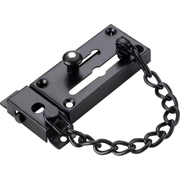 Inf Catena Antifurto Per Porta In Acciaio Inox - Sicurezza Rinforzata Per Porte In Legno Nero-image