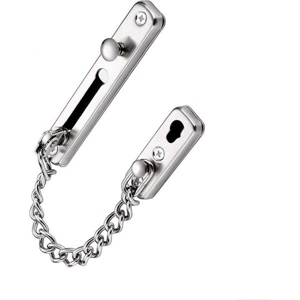 Inf Catenaccio Di Sicurezza Per Porta Interna In Acciaio Inox Con Catena D'argento-image