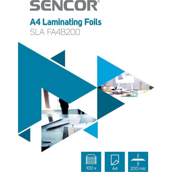 Sencor Sla FA4B200 Fogli/Incarti Di Laminazione A4, Spessore 2 X 100 Micron, Confezione Da 100-image
