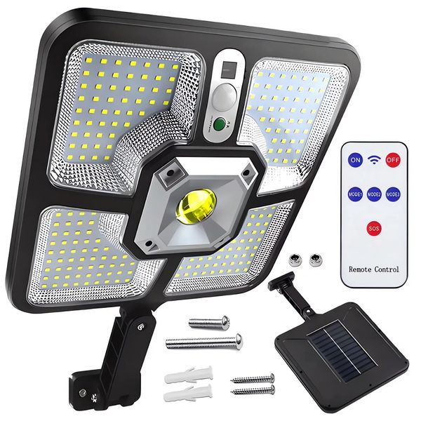 Pronett XJ4935 Led Lampada Solare 600 W Crepuscolare + Sensore Di Movimento, Telecomando-image